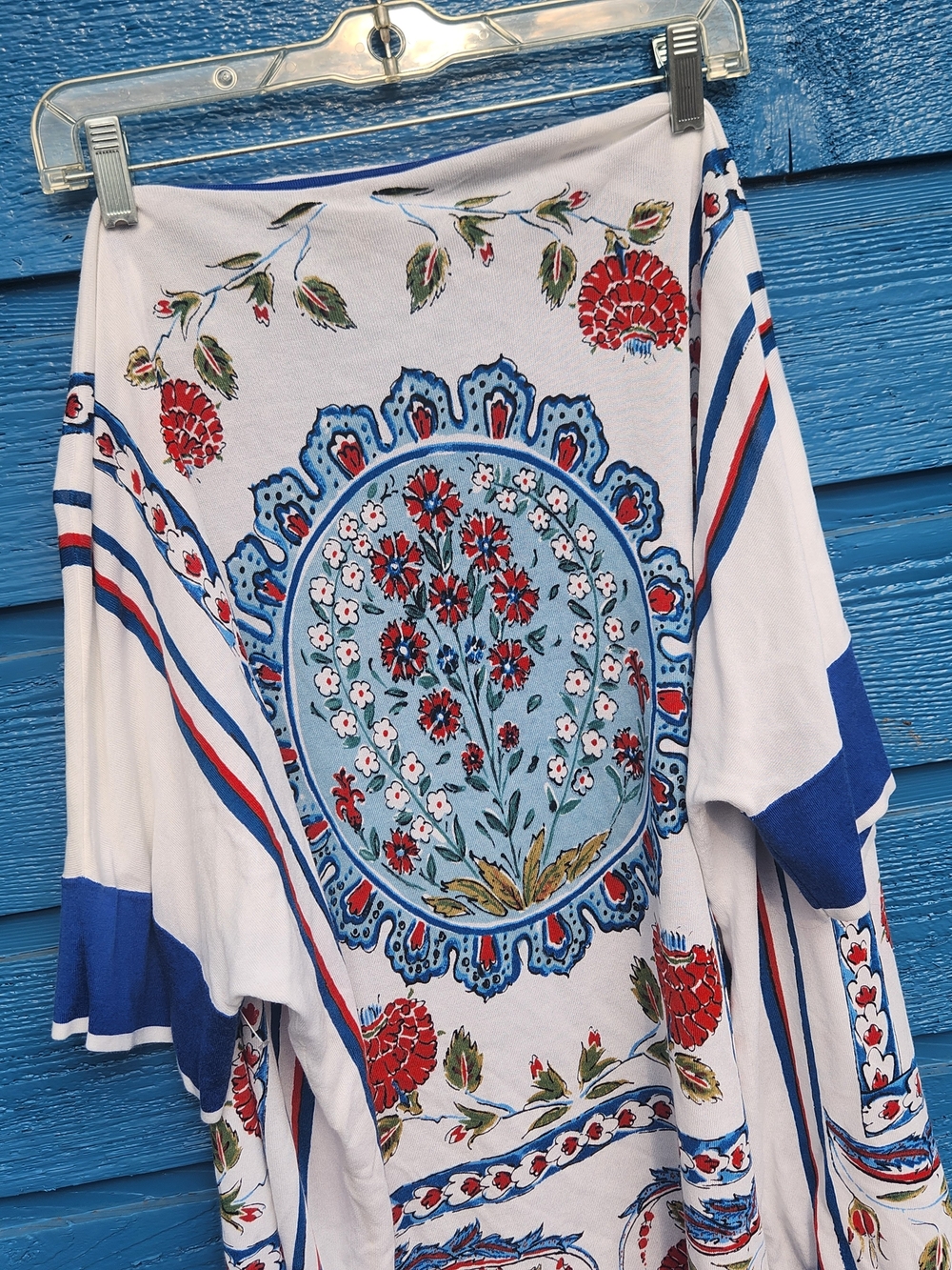 Escada White, Blue & Red Floral Open Cardigan - Picture 7 of 10